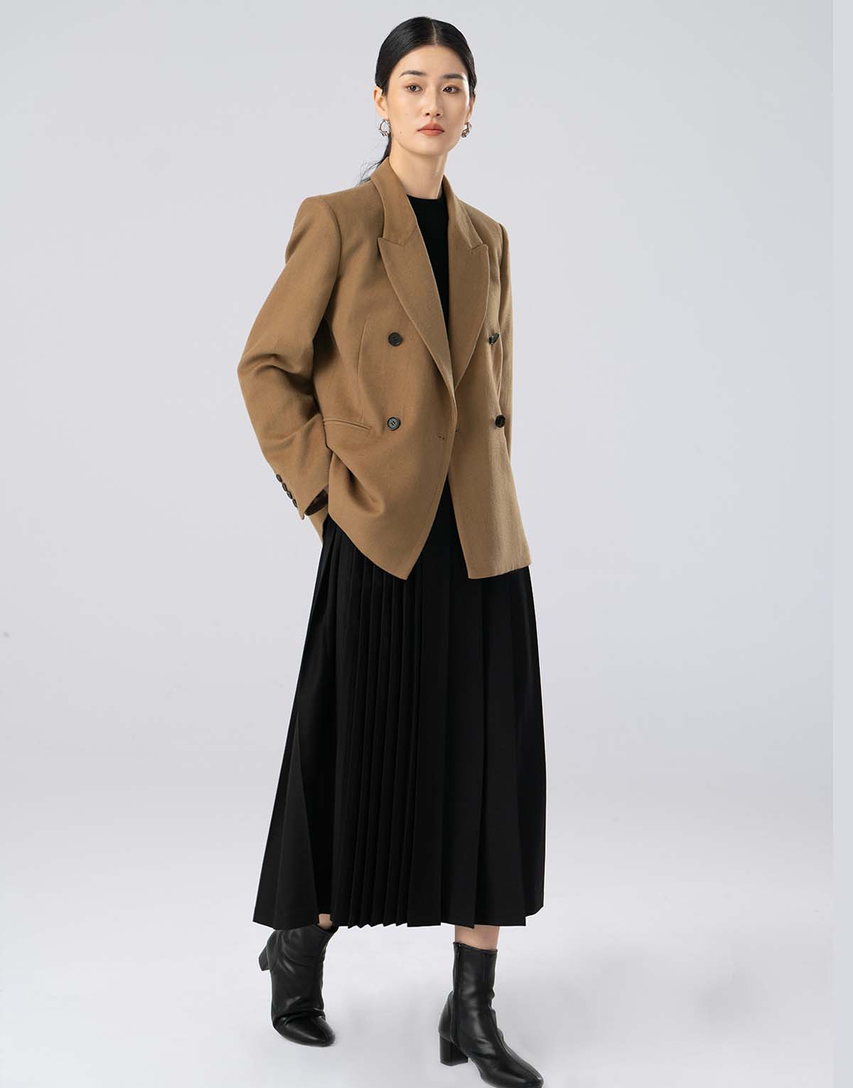 Single-Sided Wool Women's Coat-w96